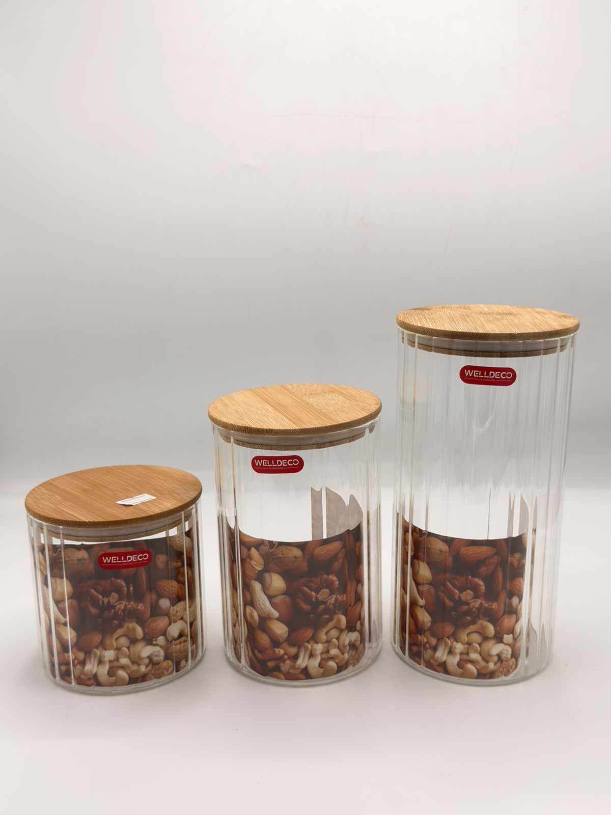 Premium Glass Storage Jar Set with Bamboo Lids
