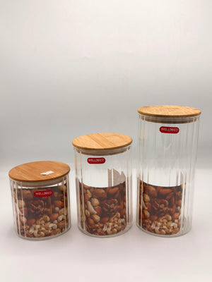 Premium Glass Storage Jar Set with Bamboo Lids