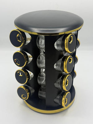 16 Pcs-Jar Rotating Spice Rack with Ceramic Lids | Kitchen Organizer