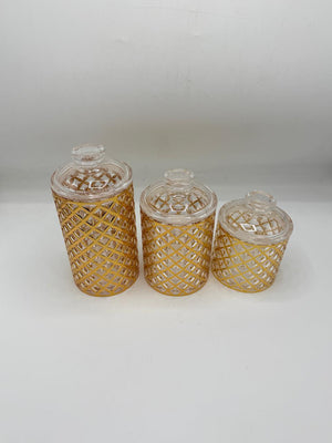 Gold Mesh Acrylic Jar Set - 3 Piece Storage Containers