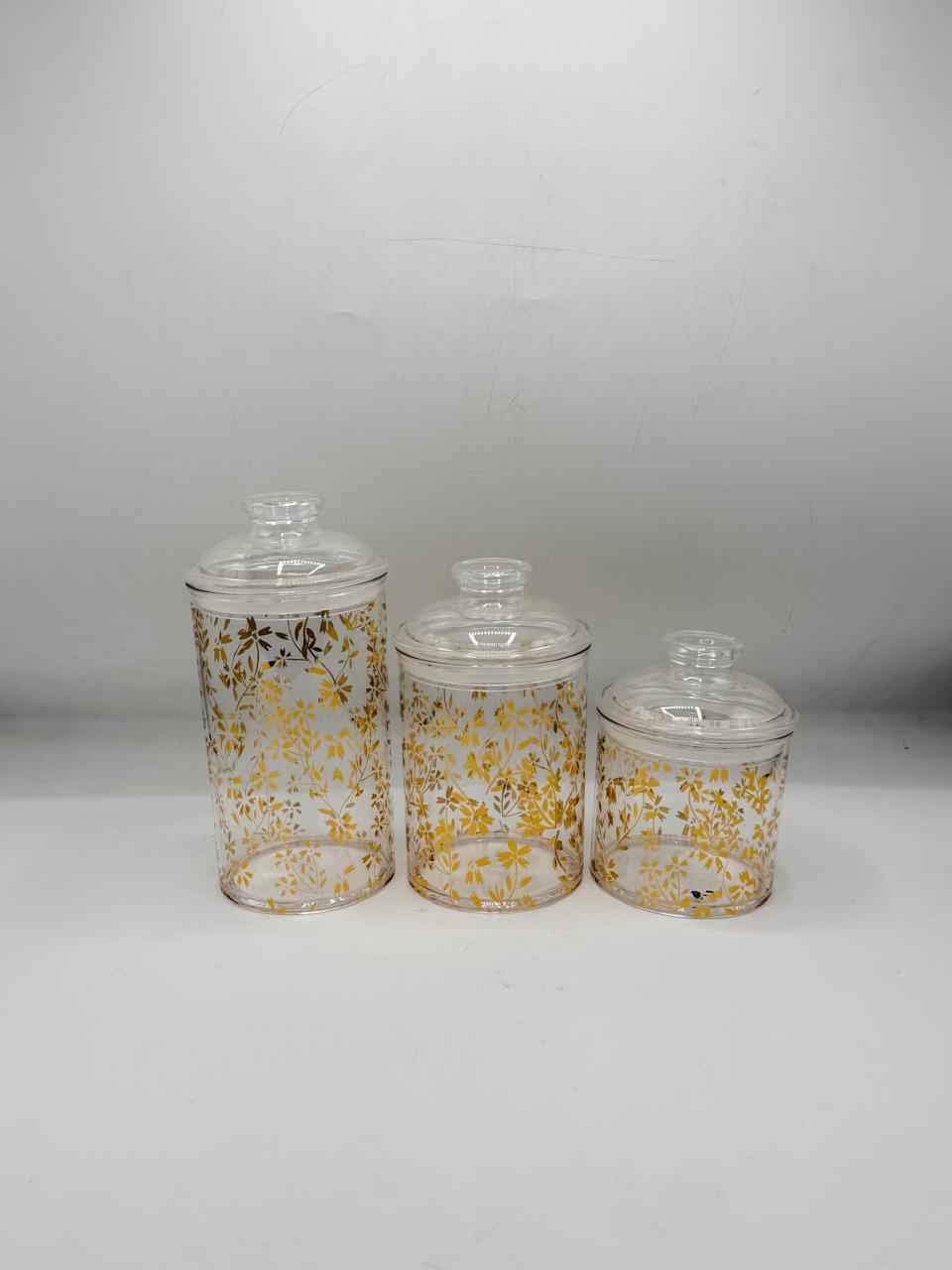 Floral Print AcrylicJar Set - 3 Piece Storage Containers
