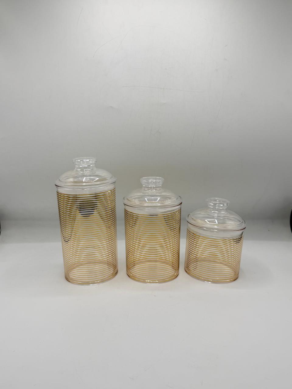 Striped Acrylic Jar Set - 3 Piece Storage Containers