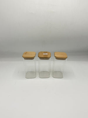 Tall Glass Storage Container Medium Set - 3 Piece Bamboo Lids