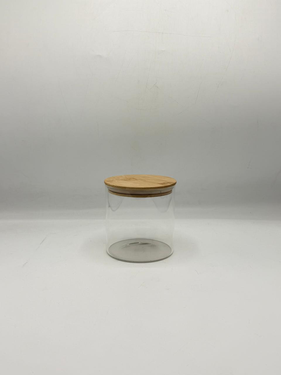 Round Glass Storage Container - Bamboo Lid with Handle