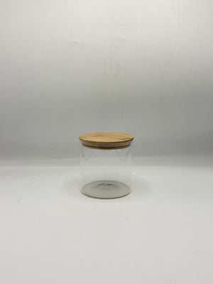Round Glass Storage Container - Bamboo Lid with Handle