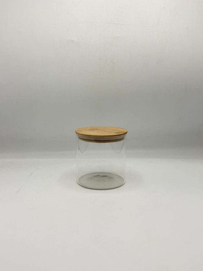 Round Glass Storage Container - Bamboo Lid with Handle