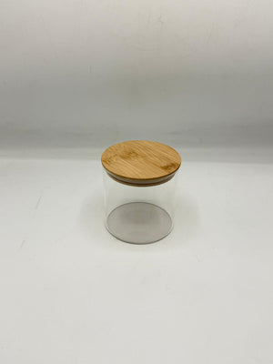 Round Glass Storage Container - Bamboo Lid with Handle