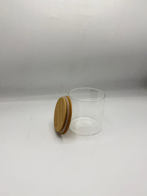 Round Glass Storage Container - Bamboo Lid with Handle