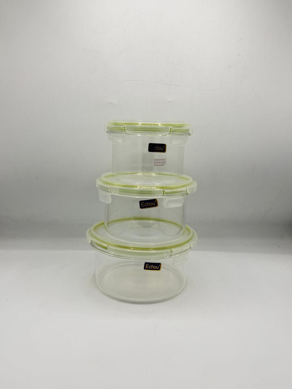 Airtight Glass Container Set - 3 Piece Round with Lids