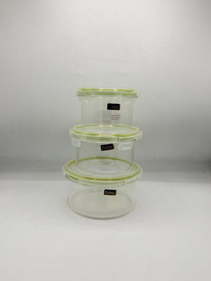 Airtight Glass Container Set - 3 Piece Round with Lids