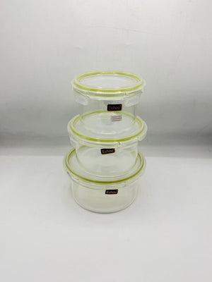 Airtight Glass Container Set - 3 Piece Round with Lids