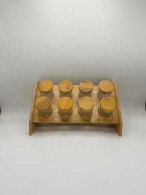 PRODUCT: BAMBOO SPICE JAR SET WITH STAND - 8Pcs Medium JARS (FULL SET)