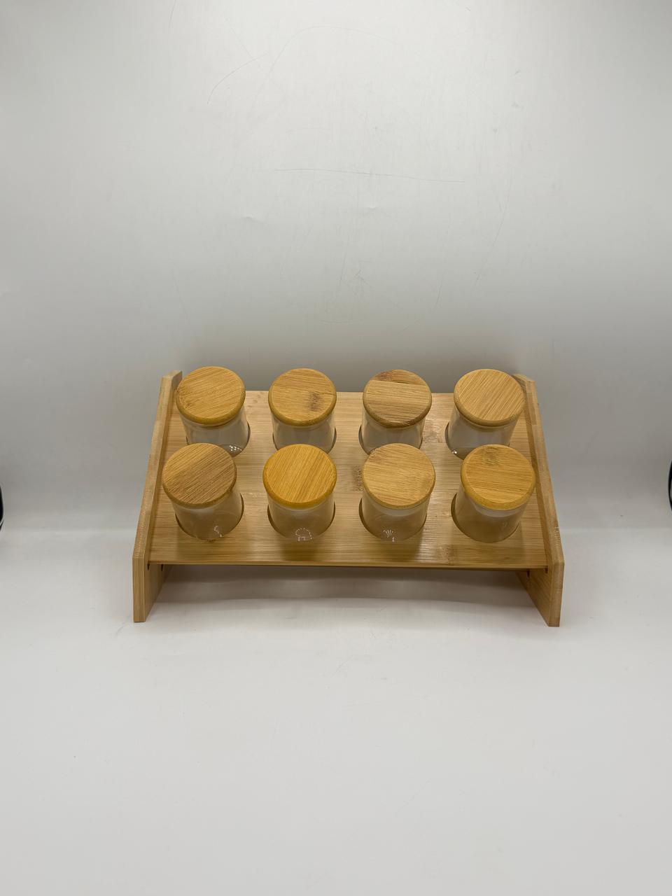 Bamboo spice jar set with stand