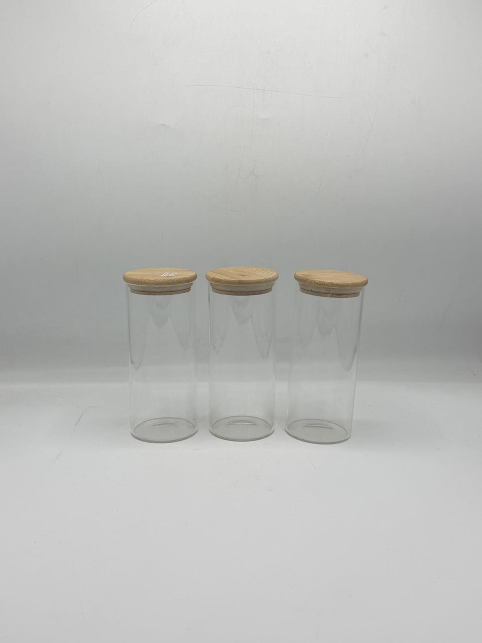 Tall Glass Storage Container Set - 3 Piece Bamboo Lids