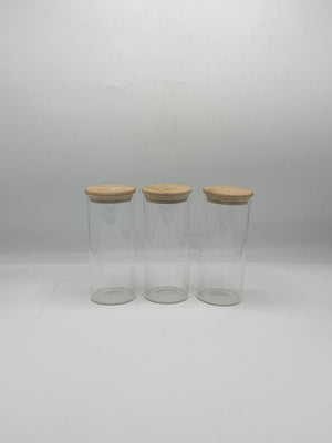 Tall Glass Storage Container Set - 3 Piece Bamboo Lids