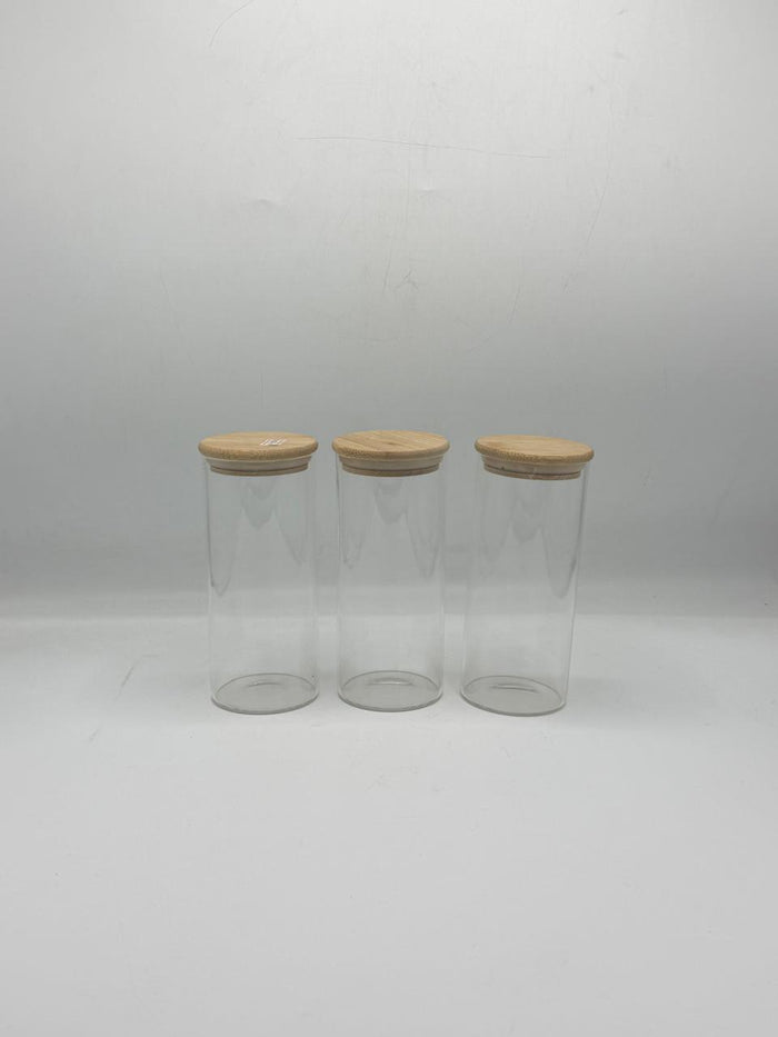 Tall Glass Storage Container Set - 3 Piece Bamboo Lids