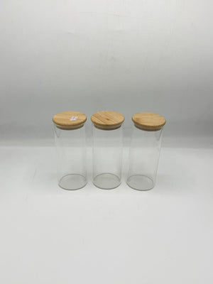 Tall Glass Storage Container Set - 3 Piece Bamboo Lids