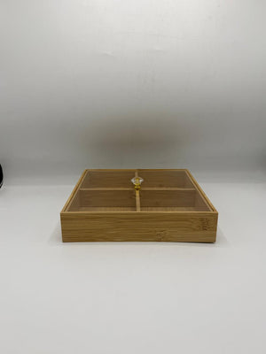 Bamboo Organizer Tray Small - 4 Compartment Storage Box (18-1)