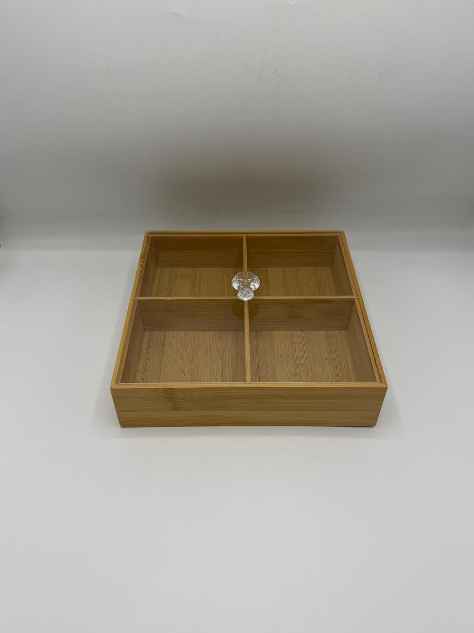 Bamboo Organizer Tray Small - 4 Compartment Storage Box (18-1)