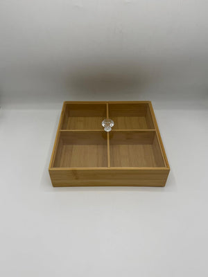 Bamboo Organizer Tray Small - 4 Compartment Storage Box (18-1)