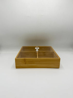 Bamboo Organizer Tray Small - 4 Compartment Storage Box (18-1)