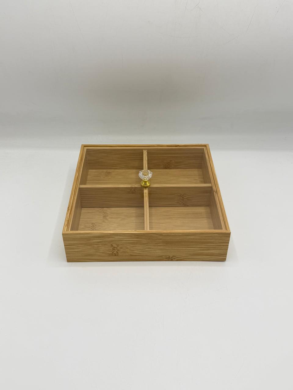 Bamboo Organizer Tray  Medium - 4 Compartment Storage Box (18-2)