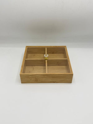 Bamboo Organizer Tray  Medium - 4 Compartment Storage Box (18-2)