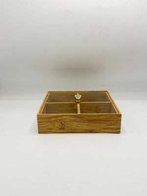 Bamboo Organizer Tray  Medium - 4 Compartment Storage Box (18-2)