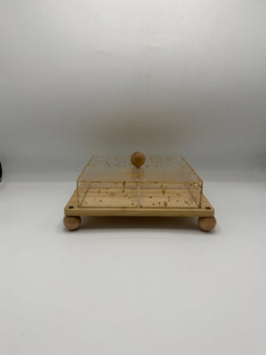 Bamboo Compartment Storage Bowl - 4 Section Gold Speckle Lid