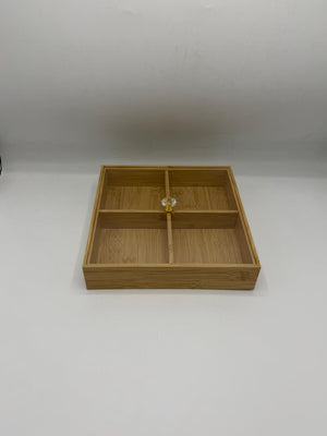 Bamboo Organizer Tray Small - 4 Compartment Storage Box (18-1)