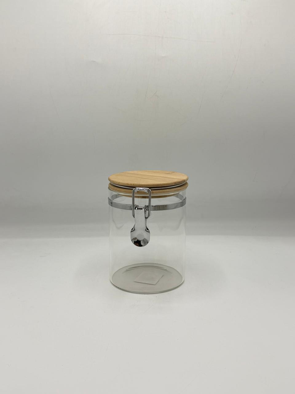 Airtight glass jar with bamboo lid and clip lock