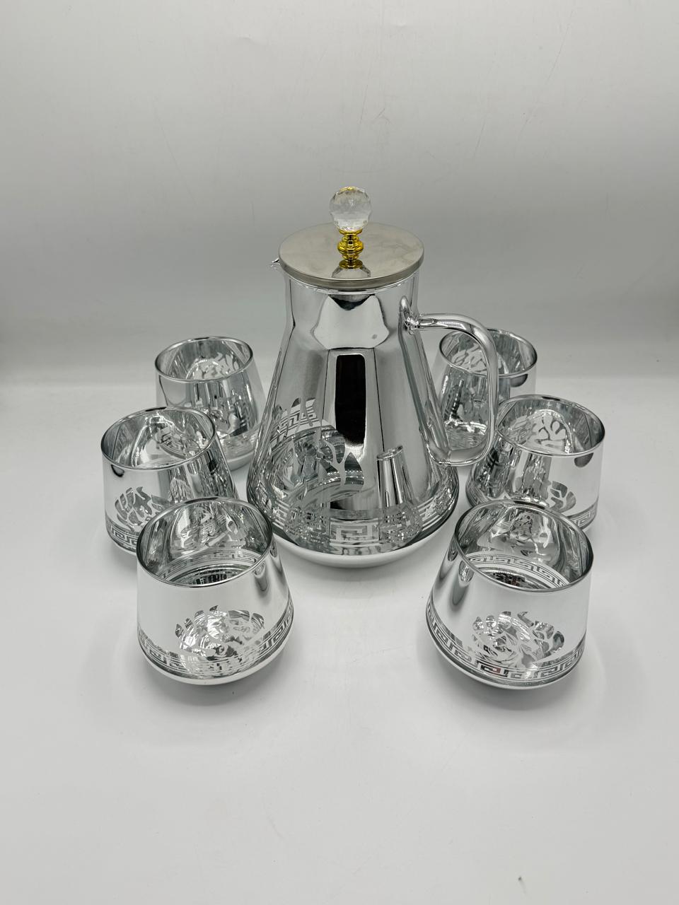 Mirror silver decanter and glasses