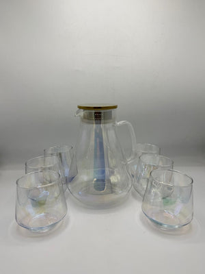 Iridescent Glass Pitcher & Glass Set