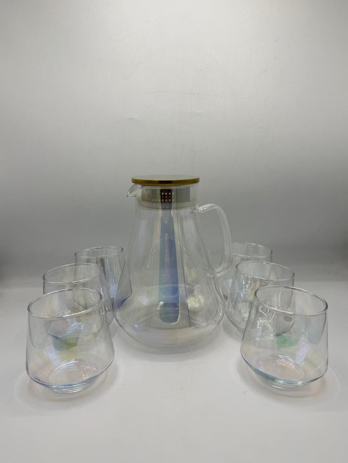 Iridescent Glass Pitcher & Glass Set