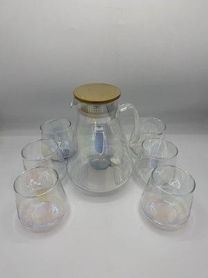 Iridescent Glass Pitcher & Glass Set