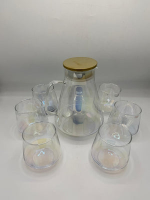 Iridescent Glass Pitcher & Glass Set
