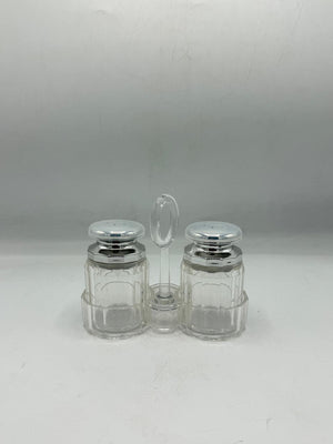 Large Diamond-Cut Glass Salt & Pepper Shaker Set