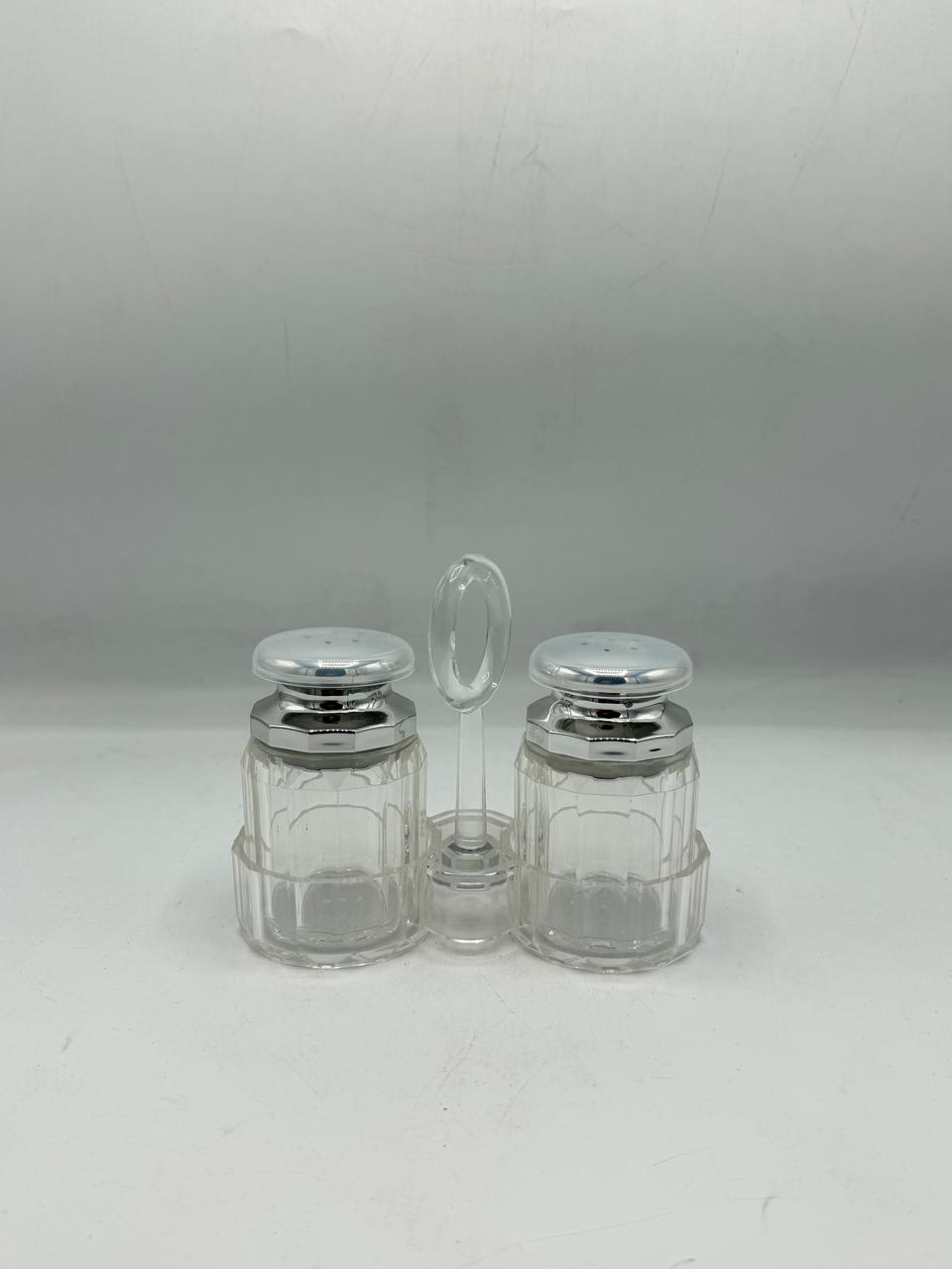 Large Diamond-Cut Glass Salt & Pepper Shaker Set