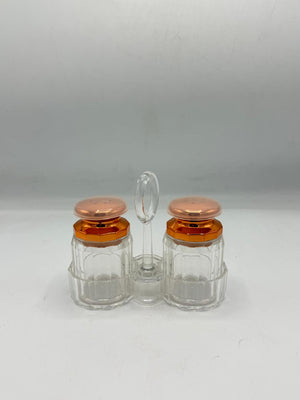 Large Diamond-Cut Glass Salt & Pepper Shaker Set