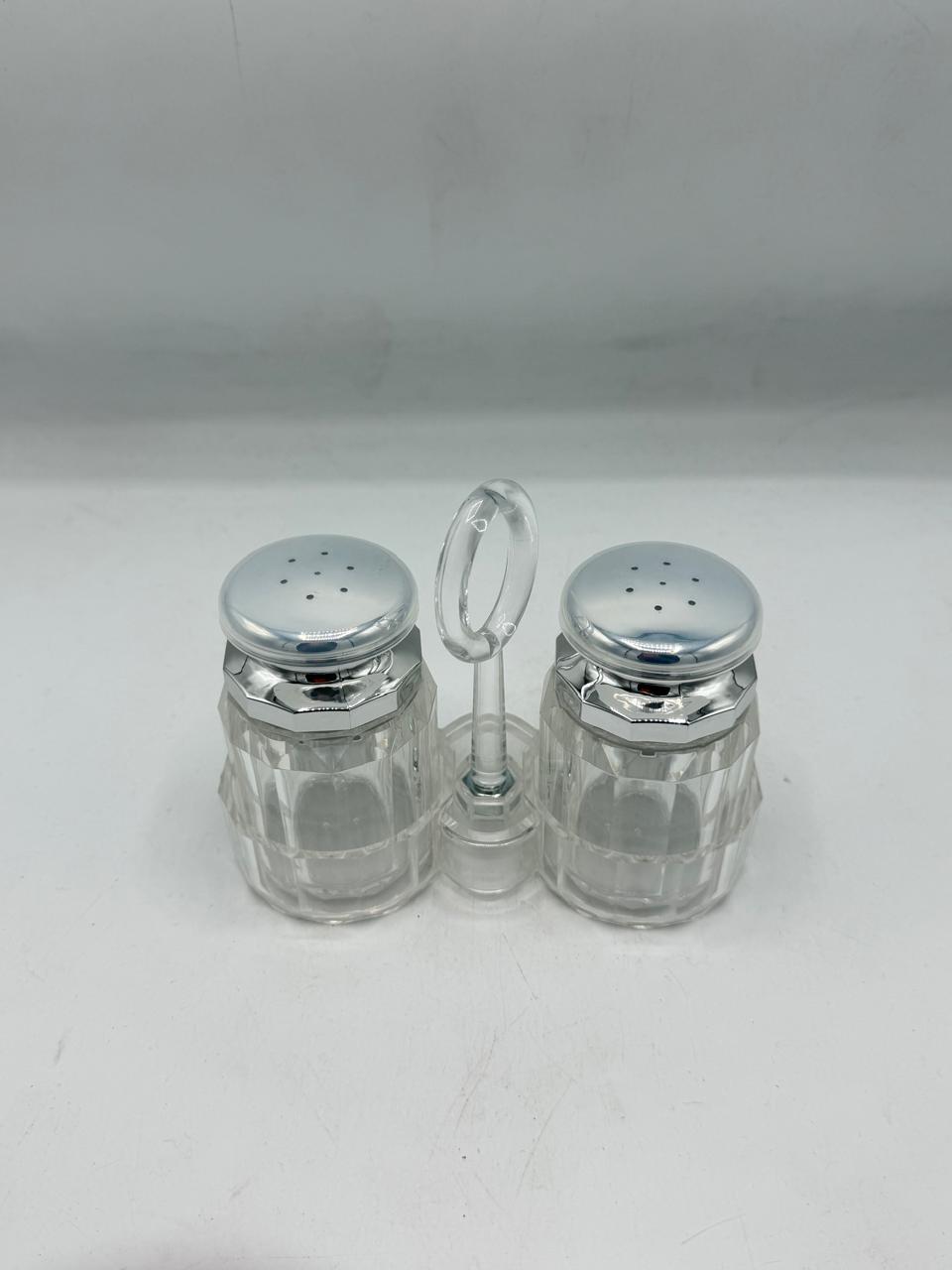 Large Diamond-Cut Glass Salt & Pepper Shaker Set