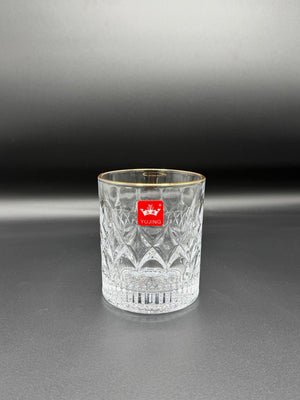 Round Diamond Cut Gold Rim Glass Tumbler Set – 6 Piece (72-2)