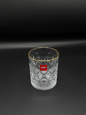 Round Diamond Cut Gold Rim Glass Tumbler Set – 6 Piece (72-2)