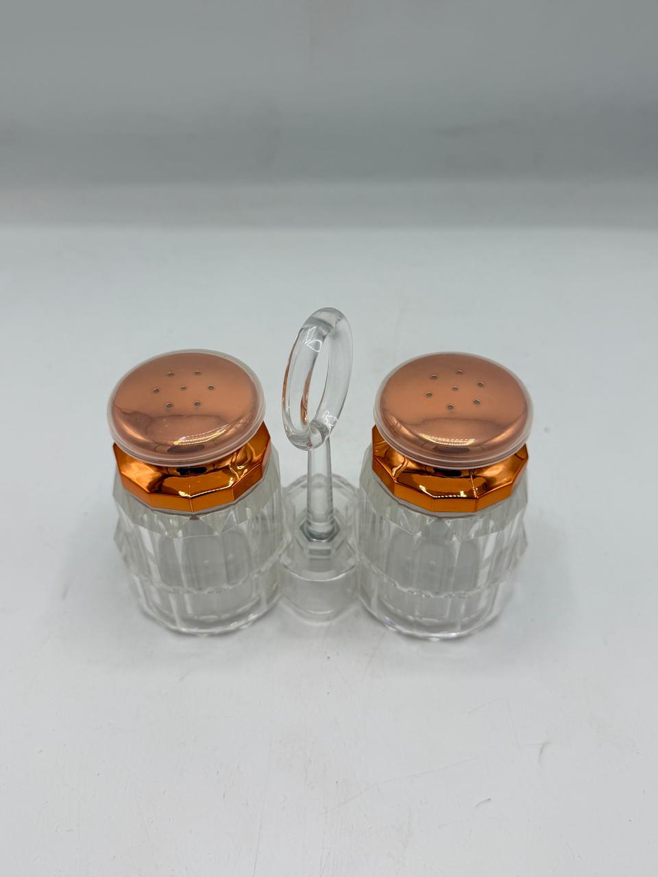 Large Diamond-Cut Glass Salt & Pepper Shaker Set