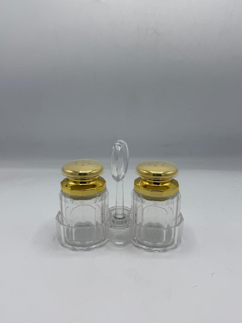 Large Diamond-Cut Glass Salt & Pepper Shaker Set