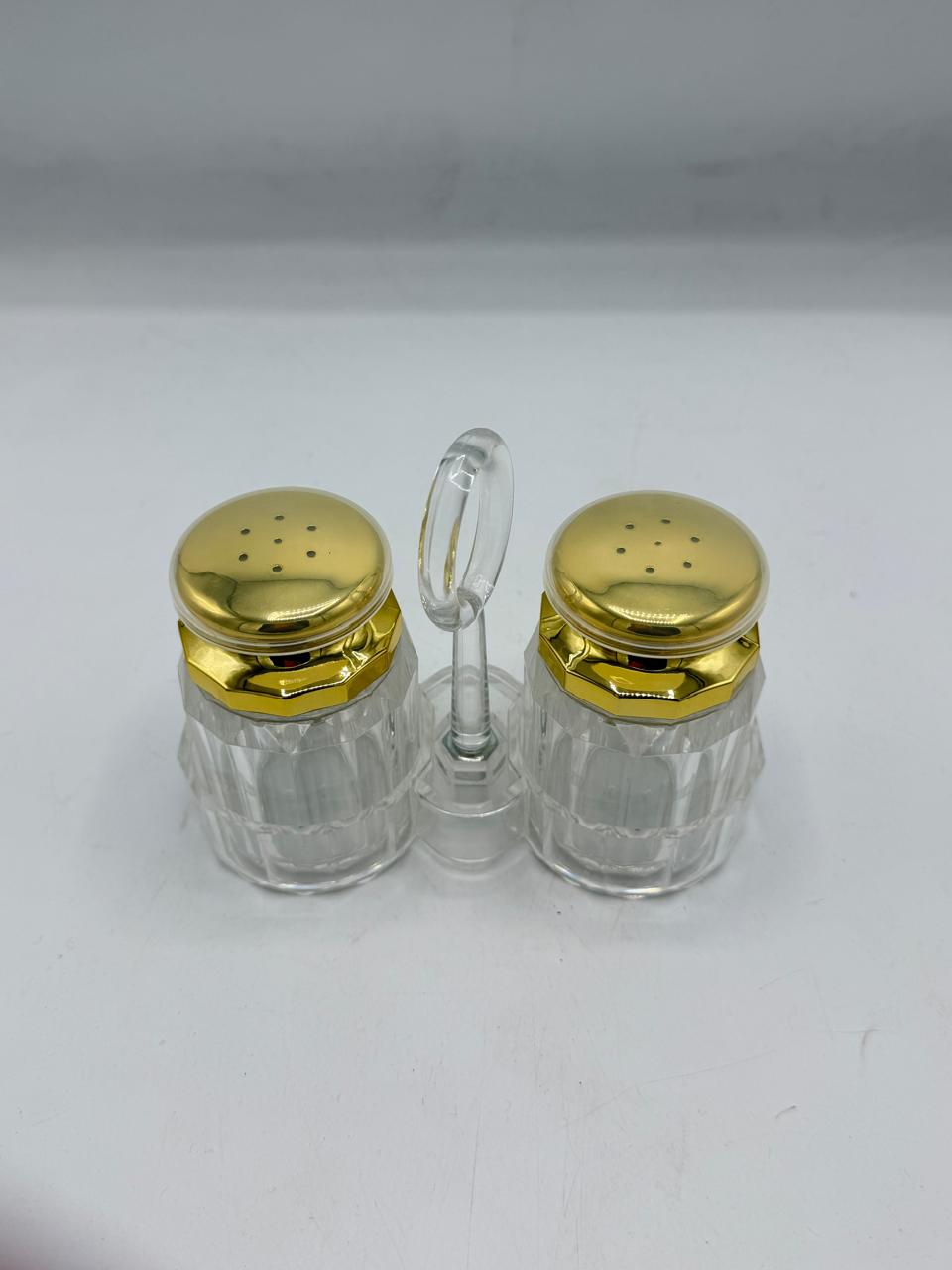 Large Diamond-Cut Glass Salt & Pepper Shaker Set