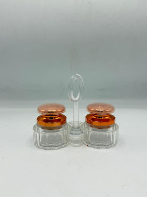 Small Diamond-Cut Glass Salt & Pepper Shaker Set