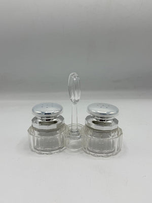 Small Diamond-Cut Glass Salt & Pepper Shaker Set