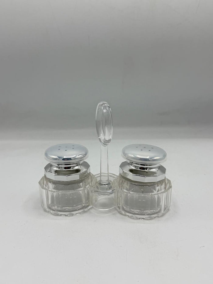 Small Diamond-Cut Glass Salt & Pepper Shaker Set