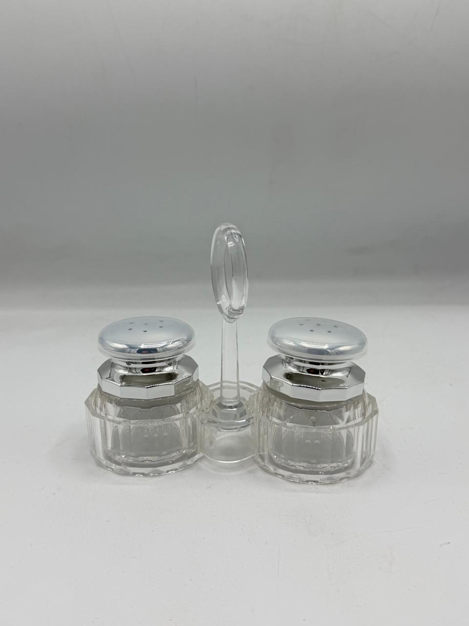 Small Diamond-Cut Glass Salt & Pepper Shaker Set