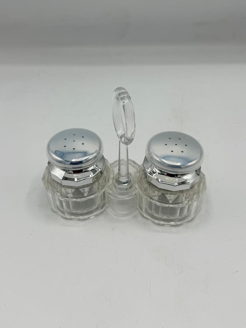 Small Diamond-Cut Glass Salt & Pepper Shaker Set
